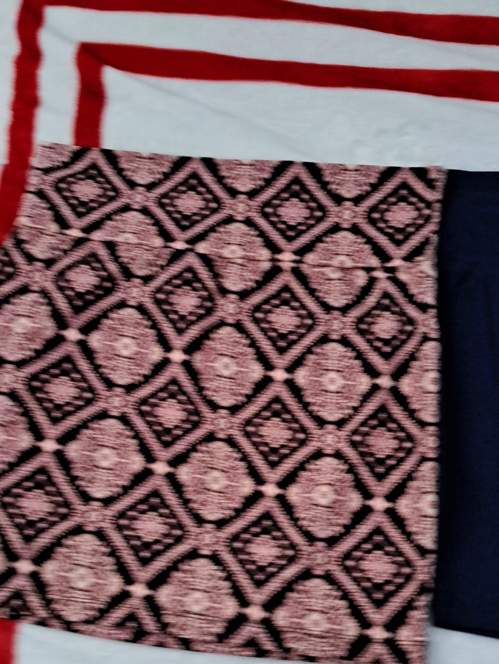 Charlotte Russe Black and Pink Damask Print Skirt and Dark Blue